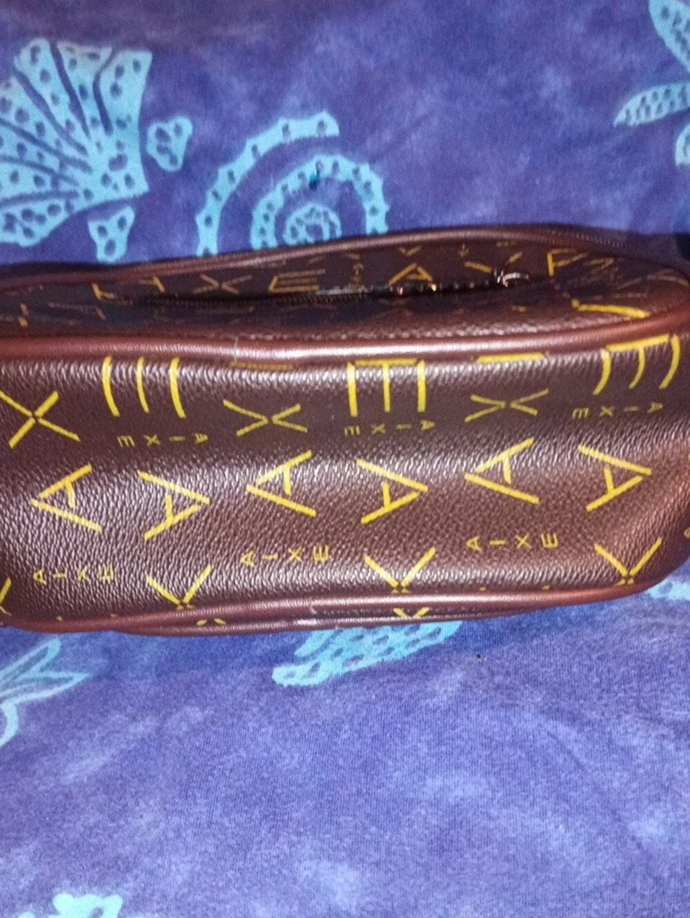 Brown Crossbody Bag with Yellow Monogram Accent